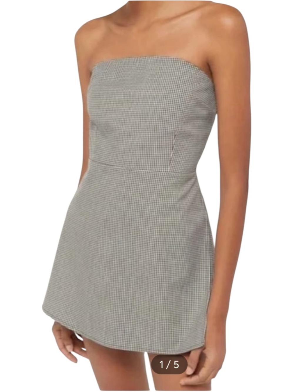 NWT Urban Outfitters Strapless Houndstooth Romper Skort Black White Size S